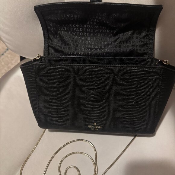 Kate Spade Riverside Street Emmie Crossbody - Black Lizard Embossed Leather - Picture 2 of 9